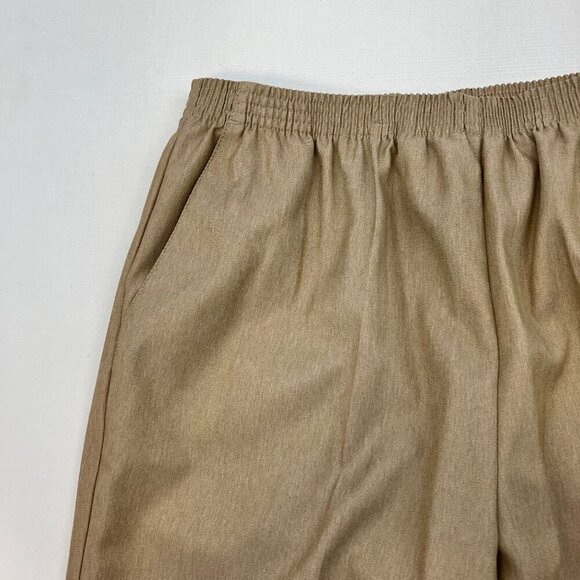 Alfred Dunner Womens Elastic Waist Pull On Cropped Straight Leg Pants Tan 8 - Picture 4 of 9